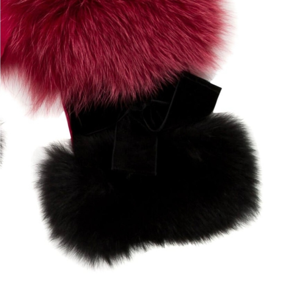 Fendi Red and Black Fox Fur Scarf/ Collar - Picture 5 of 6